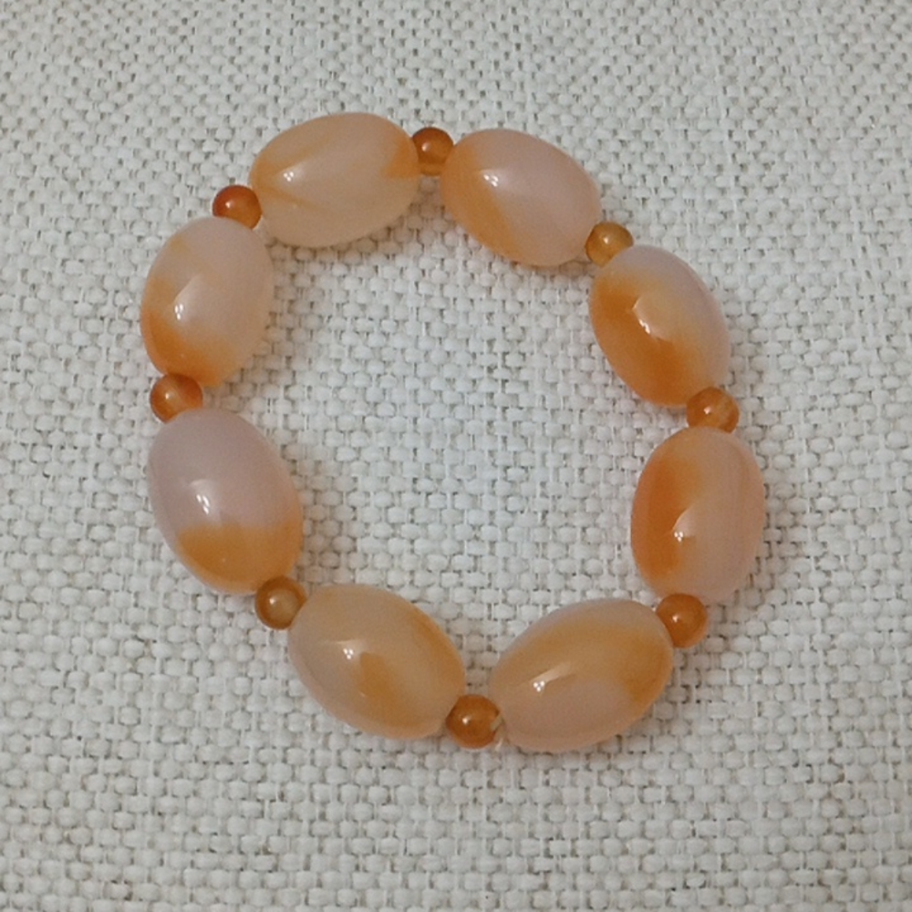 Heat processed calcite cat eye sunstone beaded bracelet